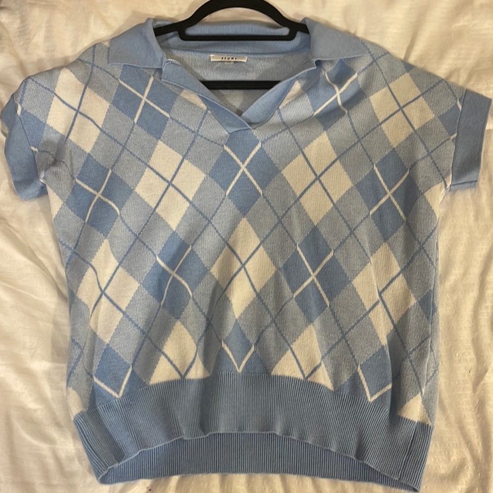 Blue/White short sleeve sweater